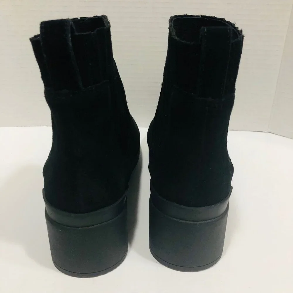 Abeo Womens 10M Black Suede Ankle‎ Boot Booties Goth Grunge Witchy Minimalist